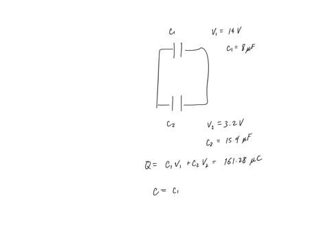 capacitors-in-parallel-part-a-two-capacitors-c1-80-pf-c2-154-pf-are-charged-individually-to-vi-140-v-vz-32-v-the-two-capacitors-are-then-connected-together-in-parallel-with-the-positive-plat-85977