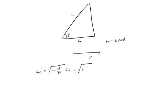 in-an-inertial-frame-s-a-rod-of-proper-length-l-is-at-rest-and-at-an-angle-with-respect-to-the-x-axis-frame-s-moves-with-relativistic-speed-relative-to-another-frame-s-show-that-the-product-72148