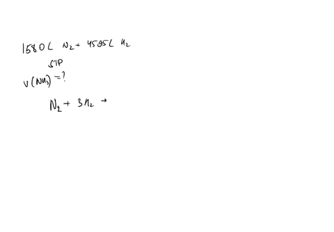 the-haber-process-synthesizes-ammonia-at-elevated-temperatures-and-pressures-suppose-you-combine-1580-l-of-nitrogen-gas-and-4595-l-of-hydrogen-gas-at-stp-heat-the-mixture-to-run-the-reaction-then-isol
