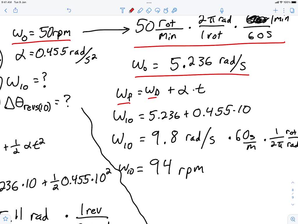 SOLVED A bicycle wheel is rotating at 50 rpm when the cyclist begins