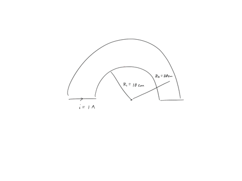 7the-magnitude-of-magnetic-field-induction-at-thecentre-o-in-the-figure-shown-is-given-r1-10-cm-r2-20-cm-and-i-1-a-37584