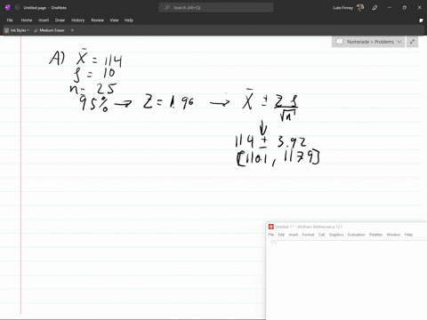 a-simple-random-sample-of-size-n-is-drawn-from-a-population-that-is-normally-distributed-the-sample-mean-x-is-found-to-be-114-and-the-sample-standard-deviation-s-is-found-to-be-10-a-construc-81837
