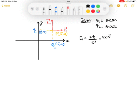 a-point-charge-of-30-c-is-located-on-the-y-axis-at-y-40-m-and-another-point-charge-of-60-c-is-located-on-the-x-axis-at-x-50-m-what-is-the-magnitude-of-the-electric-field-at-the-position-50-m-74667