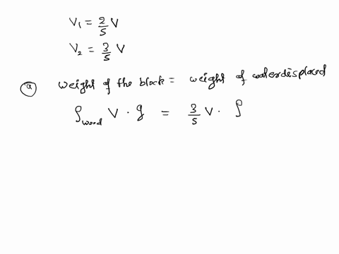 a-wooden-block-is-floating-on-water-with-25th-of-its-volume-outside-the-water-a-calculate-the-specific-gravity-of-the-block-b-if-the-density-of-water-is-1000-kgm3-calculate-the-density-of-th-12862