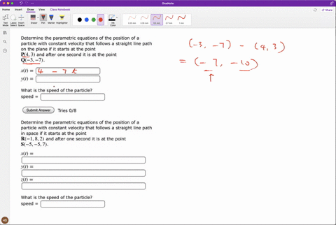 determine-the-parametric-equations-of-the-position-of-a-particle-with-constant-velocity-that-follows-a-straight-line-path-on-the-plane-if-it-starts-at-the-point-p43-and-after-one-second-it-i-93311
