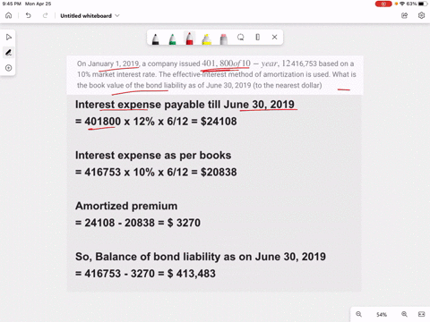on-january-1-2019-a-company-issued-401800-of-10-year-12-bonds-the-interest-is-payable-semi-annually-on-june-30-and-december-31-the-issue-price-was-416753-based-on-a-10-market-interest-rate-t-39526