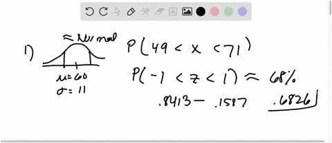 1-a-distribution-of-measurements-is-relatively-mound-shaped-with-a-mean-of-60-and-a-standard-deviation-of-11-use-this-information-to-find-the-proportion-of-measurements-in-the-given-interval-75266