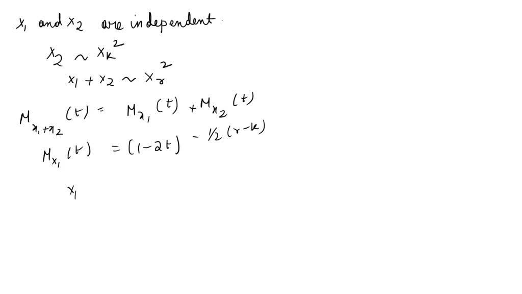 SOLVED: Let X1 and X2 be independent chi-square random variables with ...