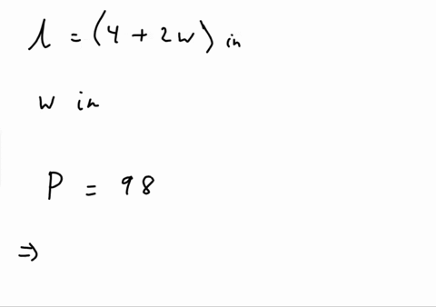 the-length-of-a-rectangle-is-four-more-than-double-the-width-if-the-perimeter-is-98-inches-find-the-dimensions-the-width-is-inches-the-length-is-inches