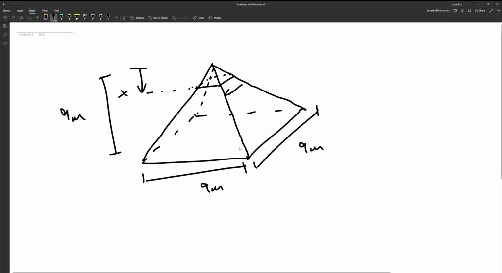 solved-a-pyramid-9-meter-high-has-a-square-base-that-is-9-meters-on-a
