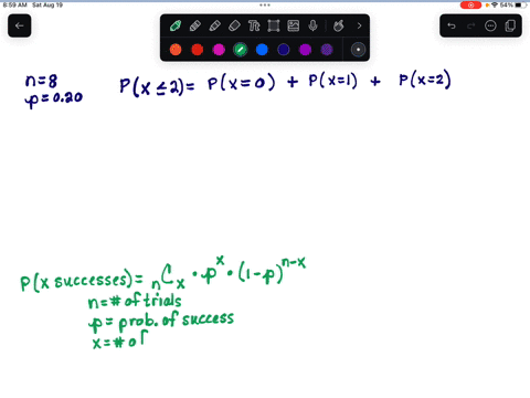 assume-that-random-guesses-are-made-for-eight-multiple-choice-questions-on-an-sat-test-so-that-there-are-n-8-trials-each-with-probability-of-success-correct-given-by-p-020-find-the-indicated-60528