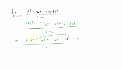 estimate-the-following-limit-lim-_x-rightarrow-6-fracx3-3-x2-21-x18x-6-answer-the-answer-will-be-an-integer-or-whole-number-submit-question