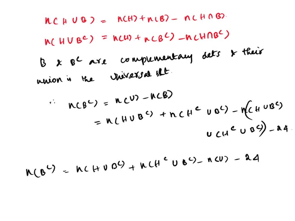 SOLVED: Suppose H and B are subsets of a universal set. If we know