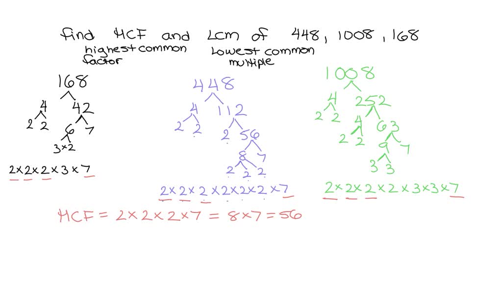 How can we find the hcf and lcm of 448, 1008 and 168 by using ...