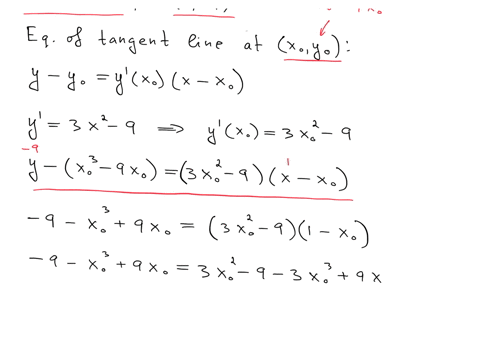 find-the-equations-of-the-tangent-lines-to-the-graph-of-the-curve-y-x3-9x-through-the-point-1-9-not-on-the-graph-83732