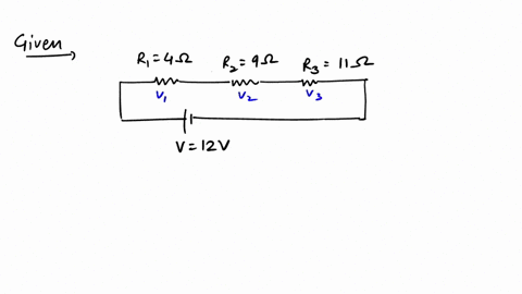 a-12-v-battery-is-connected-in-a-circuit-having-three-series-connected-resistors-having-resistances-of-4-9-and-11-in-series-determine-the-current-flowing-through-and-the-pd-across-the-9-resistor