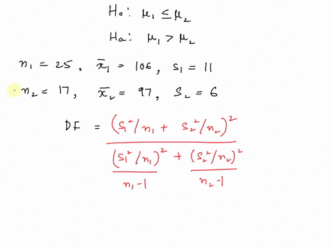 the-null-and-alternate-hypotheses-are-h0-1-2-h1-1-2-a-random-sample-of-25-items-from-the-first-population-showed-a-mean-of-106-and-a-standard-deviation-of-11-a-sample-of-17-items-for-the-sec-86342