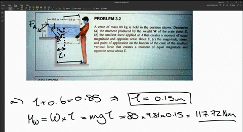 problem-32-06-m-crate-of-mass-80-kg-is-held-in-the-position-shown-determine-the-moment-produced-by-the-weight-w-of-the-crate-about-e-6-the-smallest-force-applied-at-that-creates-moment-of-cq-35386