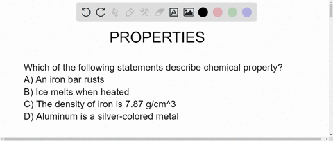 1-which-of-the-following-statements-describe-chemical-property-an-iron-bar-rusts_-ice-melts-when-heated-the-density-of-iron-is-787-glcm3-aluminum-is-a-silver-colored-metal-2-which-of-the-fol-39539