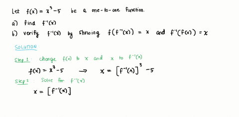 the-function-fxx3-5-is-one-to-one-a-find-an-equation-for-mathrmf-1-the-inverse-function-b-verify-that-your-equation-is-correct-by-showing-that-fleftf-1xrightx-and-f-1fxx-a-select-the-correct-choice-be