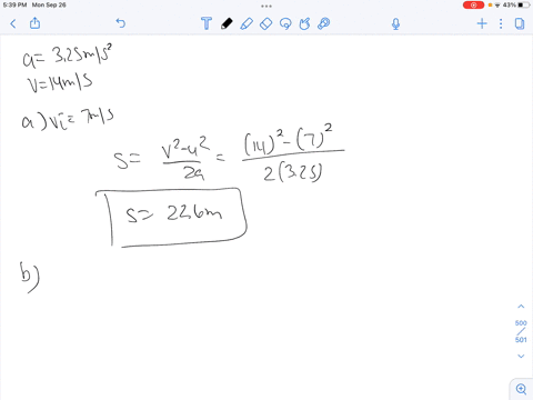 a-particle-moves-along-one-dimension-with-a-constant-acceleration-of-325-ms2-over-a-time-interval-at-the-end-of-this-interval-it-has-reached-a-velocity-of-140-ms-a-if-its-original-velocity-i-75196