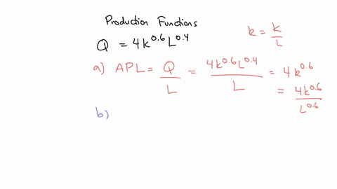 you-are-given-the-production-function-q-kl-4k-06-l-04-awhat-is-the-average-product-of-labour-holding-capital-fixed-at-k-simplify-fully-6-marks-bwhat-is-the-marginal-rate-of-technical-substit-71983
