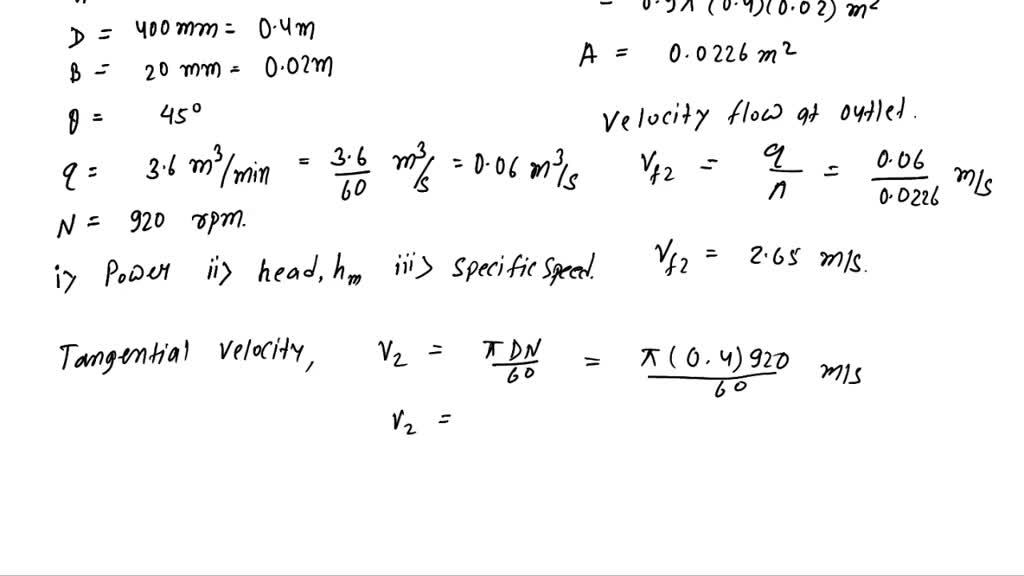 SOLVED: A three-stage centrifugal pump has an impeller 400 mm in ...