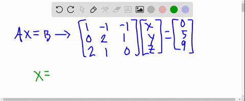 write-the-linear-system-as-a-matrix-equation-in-the-form-ax-b-b-solve-the-system-using-the-inverse-that-is-given-for-the-coefficient-matrix-x-y-z-2y-z-2x-ax-b-type-an-integer-or-a-simplified-79734