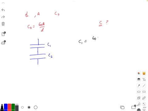 a-parallel-plate-capacitor-with-a-plate-separation-d-and-one-plate-surface-area-of-a-as-seen-in-the-figure-has-a-capacitance-c0-in-the-absence-of-seen-dielectric-material-what-is-the-capacitance-when-