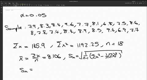 pertorm-a-hypothesis-test-for-the-mean-for-the-following-sample-the-significance-level-alpha-is-5-sample-79838496778168758687874848985946977-test-if-mean-87-assume-normality-of-the-data_-1-f-74696