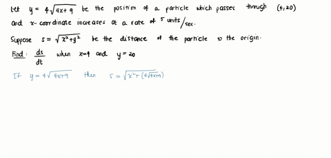 point-particle-is-moving-along-the-curve-y-4v4x-9-as-the-particle-passes-through-the-point-420-its-x-coordinate-increases-at-a-rate-of-5-units-per-second-find-the-rate-of-change-of-the-dista-26196