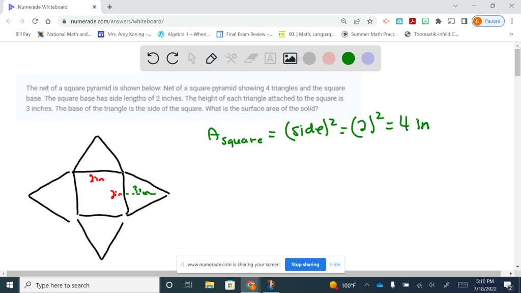 what is the net of a square base pyramid