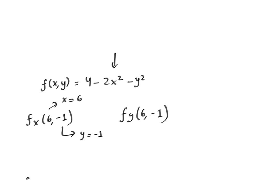 SOLVED: If f(x, y) = 4 - 2x^2 - y^2, find fx(6, -1) and fy(6, -1) and ...