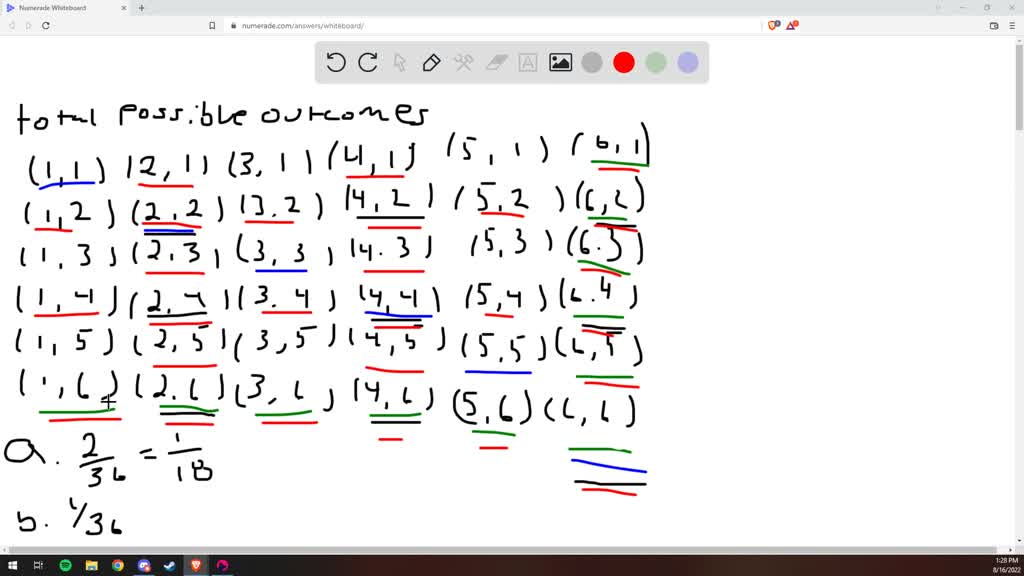 What is the probability of rolling two dices and getting at least