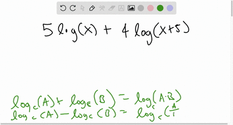 condense-the-expression-to-a-single-logarithm-with-a-leading-coefficient-of-1-using-the-properties-of-logarithms-5-logx-4-logx-5-42697