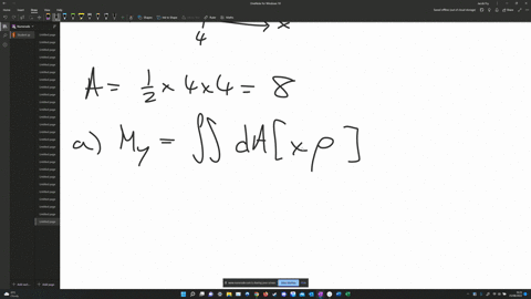 find-the-moment-about-the-y-axis-of-the-triangle-below-if-its-density-is-2-find-i-coordinatc-of-the-center-of-mass-of-the-triangle-hint-jou-dont-need-integral-1o-find-the-miss-of-the-triangl-12226
