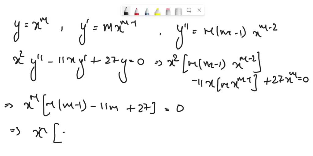 SOLVED: Find all values of m so that the function y = xm is a solution ...