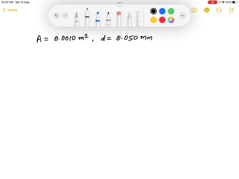 each-plate-of-a-parallel-plate-air-capacitor-has-an-area-of-00010-m2-and-the-separation-of-the-plates-is-0050-mm-an-electric-field-of-74-106-vm-is-present-between-the-plates-what-is-the-capa-33928