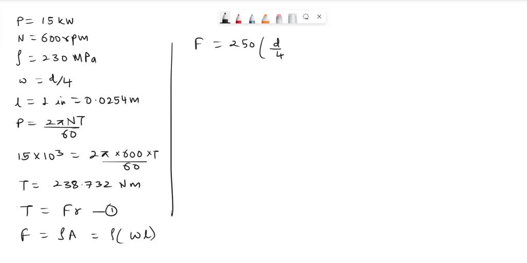 SOLVED ASAP A rectangular key is used in a pulley connected to a line