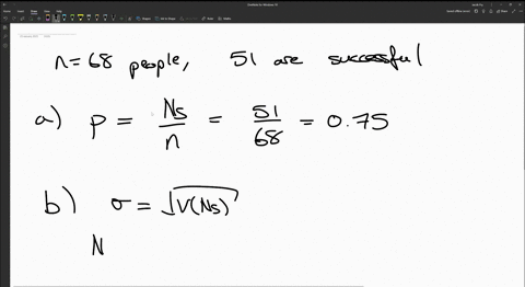 in-a-random-sample-of-68-people-51-are-classified-as-successful-determine-the-sample-proportion-of-successful-people-b-if-the-population-proportion-is-075-determine-the-standard-error-of-the-02883