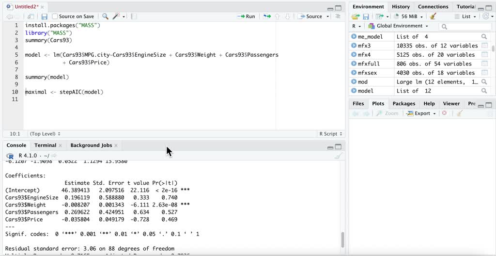 SOLVED Using R Studio include code please The dataset Cars93 [from