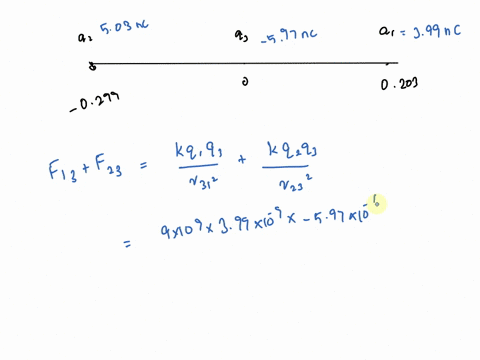 two-point-charges-are-placed-on-the-x-axis-as-follows-charge-q1-399-nc-is-located-at-x-0203-m-and-charge-q2-503-nc-is-at-x-0299-m-what-is-the-magnitude-of-the-total-force-exerted-by-these-tw-57795
