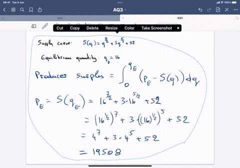 find-the-producers-surplus-if-the-supply-function-for-pork-bellies-is-given-by-the-following-sqq723q5252-assume-supply-and-demand-are-in-equilibrium-at-q16-the-producers-surplus-is-_____-typ-25253