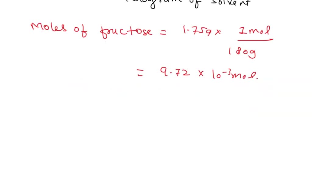 Solved Fructose C6h12o6 Is A Sugar Occurring In Honey And Fruits The Sweetest Sugar It Is