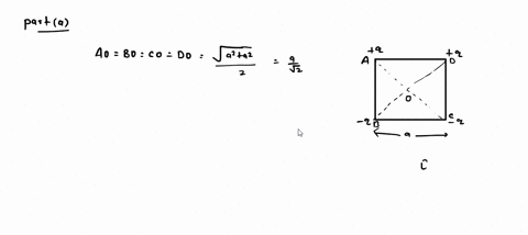 apoint-charge-is-placed-at-each-corner-of-a-square-with-side-length-a-all-charges-have-magnitude-q-two-adjacent-charges-are-positive-and-two-are-negative-what-is-the-direction-of-the-net-ele-58638