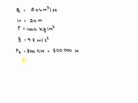 a-pump-is-installed-in-a-100-m-pipeline-to-raise-water-20-m-from-reservoir-a-to-reservoir-b-the-pipe-is-rough-concrete-with-a-diameter-of-80-cm-the-design-discharge-is-206-m3sec-determine-th-07635