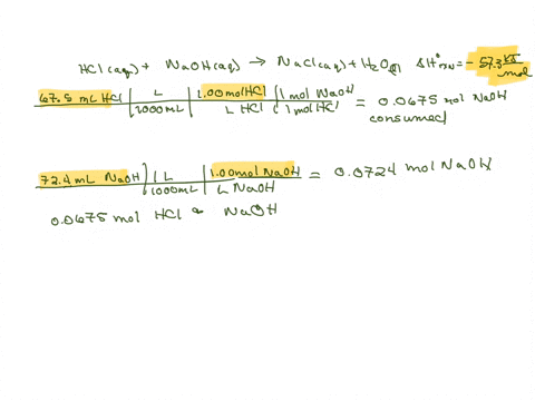 the-molar-enthalpy-change-for-the-neutralization-reaction-hcl-aq-naoh-aq-nacl-aq-h2o-l-is-rh-573-kjmol-imagine-you-mix-675-ml-of-100-m-hcl-with-724-ml-of-100-m-naoh-in-a-beaker-at-201-c-calc-90817