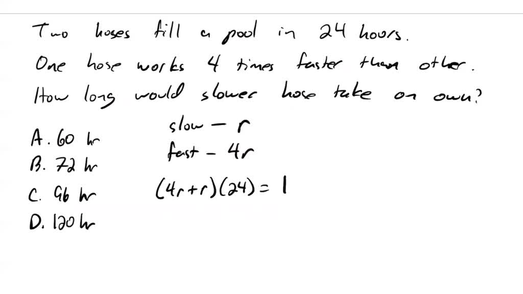 SOLVED Problem Page It takes a smaller hose 4 times as long to fill a