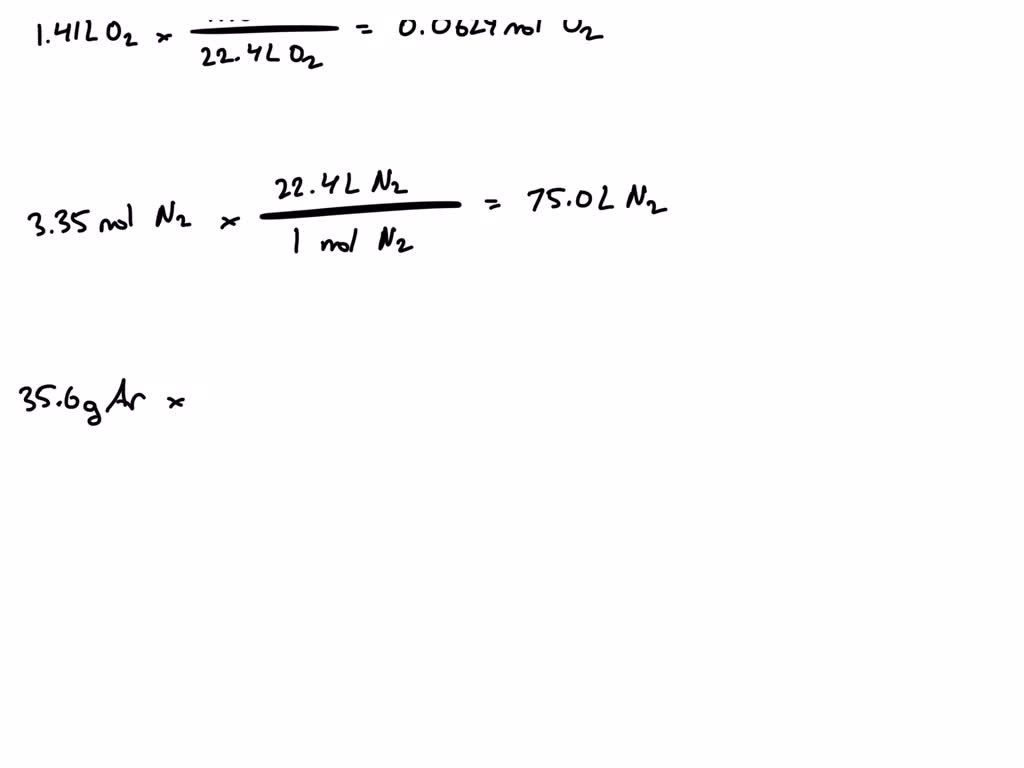 SOLVED: Use the molar volume to calculate each of the following at STP
