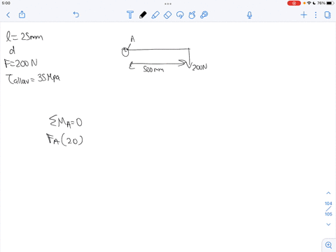 the-lever-is-attached-to-the-shaft-a-using-a-key-that-has-a-width-d-and-length-of-25-mathrmmm-if-t-2-07906